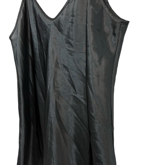 INTIMATE MOODS Satin Black VINTAGE Chemise Nighty Lingerie USA Made Slip sz M - Picture 2 of 16